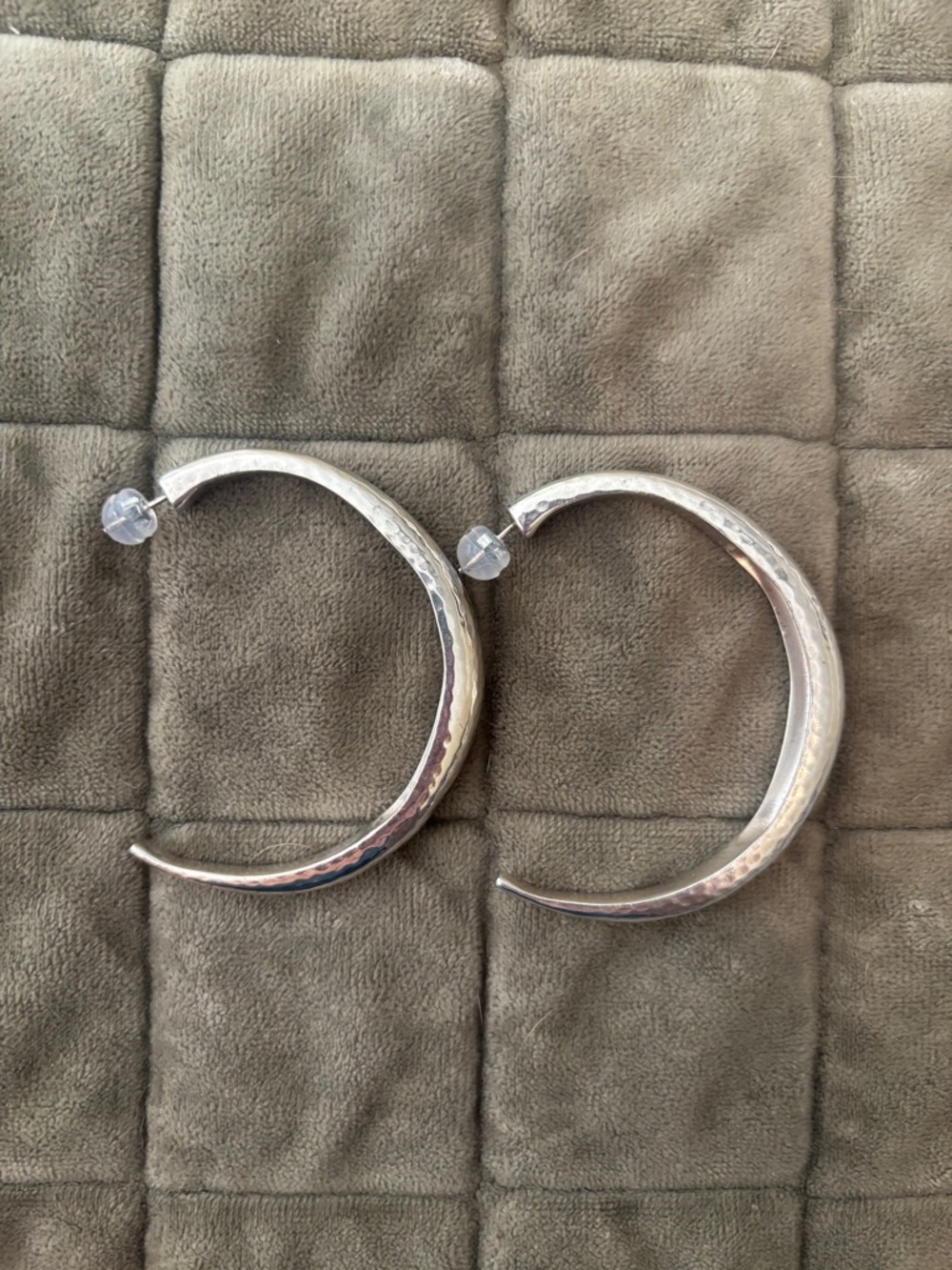 Y2K Silpada Sterling Silver Hammered Hoop Earrings - Storage Pouch